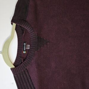 Smartwool Mens LG Wool Blend Crewneck Sweater Deep Plum Black Stripe